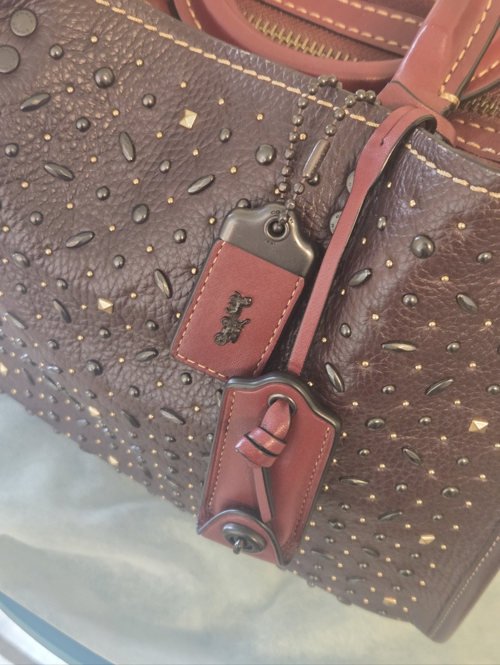 Coach ROGUE 30 Oxblood With Rivets - Picture 6 of 16